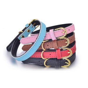 Gold Pin Buckle Dog Collar Adjustable Fashion Leather Dog Collars Neck Dogs Supplies Black Red White Will and Sandy