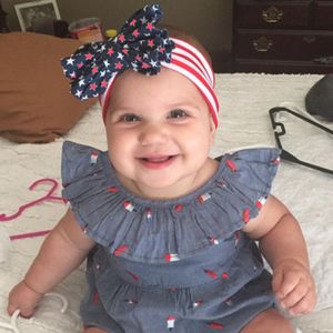 A891 Dzień Niepodległości Niemowlę Baby Heads Bands Stars Bowknot Headband Kids Hair Band Headwear Akcesoria dla dzieci