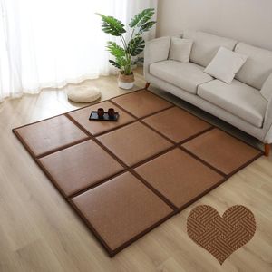 Dywany Składane Rattan Carpet 60x60cm Tatami Zagęszczanie Baby Play Mata antypoślizgowa Sypialnia Salon Jednorozumienia