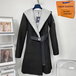 Misto Lana da Donna Lungo Autunno Inverno Cappotti da Donna Moda Lusso Giacche Calde Parka Casual Lettera Stampa Cappotto da Donna Flessibile - Capispalla con Cintura