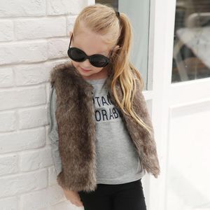 Jackets Toddler Baby Girls Faux Fur Vest Outerwear Christmas Winter Kids Children Warm Coat 1-6 Year Sleeveless Jacket