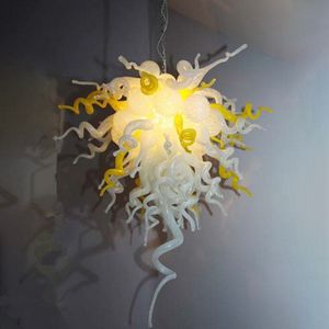 Lampa Nordic Yellow White Color Ręcznie Dmuchane Szklane Żyrandole Sztuki Decor Lampy Światła LED 110V 120 V 2220 V 240V Bulgs 60 o 90 cm Wiszące wiszące oświetlenie