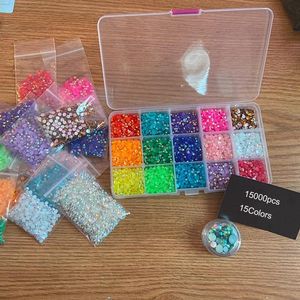 Nail Art Decorations 1Box (3mm + 4mm + 5mm) Harts icke fix Rhinestone Mix Jelly AB Color Deco Glitters Gems Flatback Stones och Rhinestones 18