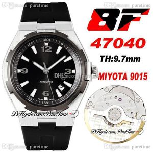 V8F no exterior 47040 Ultra-fina Miyota 9015 Mens automático Assista 42 Titânio Bezel Black Dial Stick Marcadores de borracha Super Edição Relógios Puretime C3