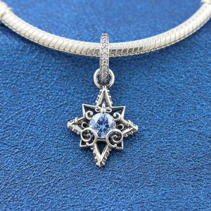 100% 925 Sterling Silver Cinder Blue Star Charm Bead Adatto a braccialetti con ciondoli gioielli stile Pandora europeo