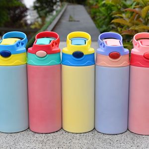 Tazze Sippy diritte per sublimazione UV Cambia colore Bottiglia per bambini Vuota Simpatica tazza per acqua per bambini in acciaio inossidabile da 12 once in grandi quantità Sicuro per bambini all'ingrosso AAA