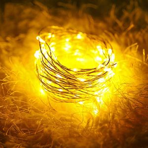 Guirlande lumineuse ferique LED, fil de cuivre, pour l'extrieur, la maison, nol, dcoration de fte de mariage, lampes dcoratives Q0810