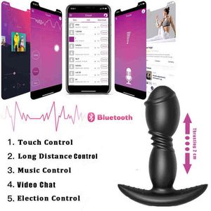 NXY Sex Anal Leksaker App Fjärrkontroll Stryp Prostata Massager Dildo Vibrator Bluetooth Plug Vibrators Big Butt Leksaker för män Gay 1202