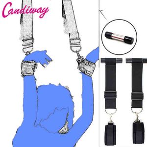 NXY Vuxna leksaker Candiway Door Swings Games Restraint Sling Bondage Boutique Soft Over The Handcuff Straps Sex för par 1207