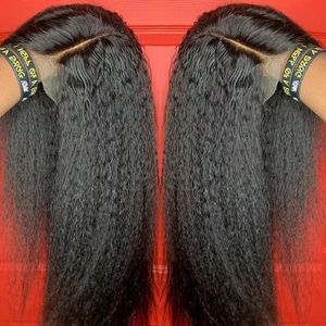 Yaki reto rendas sintéticas dianteira peruca livre parte 180% densidade resistente ao calor fibra com cabelo para bebés para mulheres