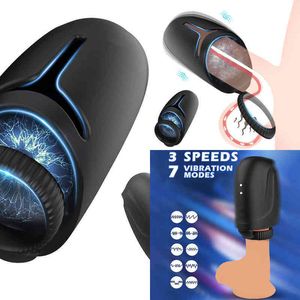 Nxy Automatic Aircraft Cup Male Masturbation Device Penis Vibrator Endurance Exercise Vibrator Ring Delay Vaginal Sex 0114