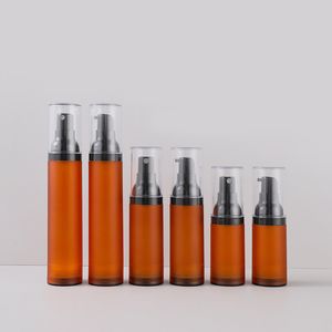 15 ml 30 ml nachfüllbare Luxus-Kosmetikverpackung aus Kunststoff, Airless-Serum-Lotion-Pumpe, bernsteinfarbene Flaschen 50 ml