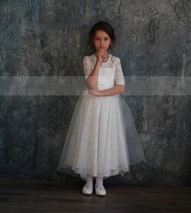 Girl s Dresses Handmade A Line Flower Girl Dress Lace Tulle Christmas Pageant Party Gown Child Size Y