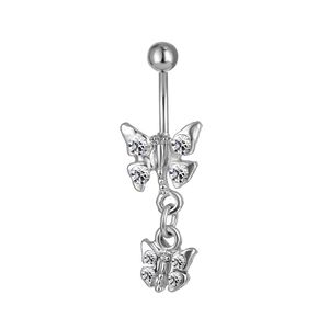 YYJFF D0334 Butterfly Style Belly Navel Button Ring Clear Color