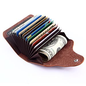 Simple Design Unisex Organ Business Card Bags Holder Genuine Leather Bank CardCase Fashion Hasp Wallet Coin Purse Sugar Color WLL699