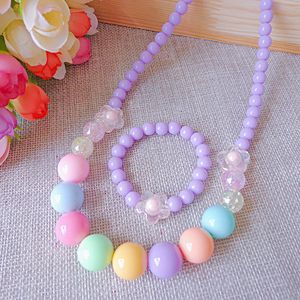 Korean creative children's necklace bracelet jewelry wholesale holiday gifts Handmade Beaded Sweater Chain Gift Princess Girl Costume Ribbon Bow Accessories