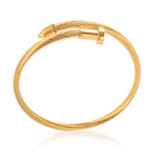 Kwaliteit metalen nagel armband zilver / rose goud / 18k real vergulde vrouwen sieraden schroef manchet armband voor mannen