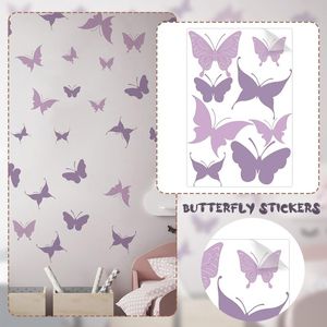 Wall Stickers Purple Butterflies Bedroom Decals Nordic Styles Living Room Home Decoration