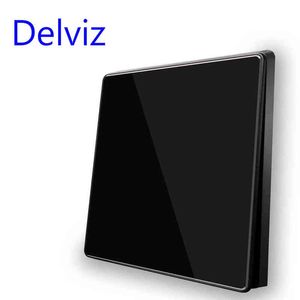 5PC Delviz Wall Light Switch, Black/Gray Acrylic Crystal Panel, 1/2 Gang 2 Way Control, Large panel luxury Full screen button Switch W220314