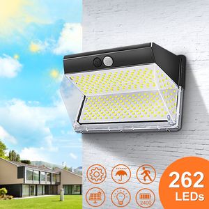 262 LED Sollampor Utomhusdriven Vattentät PIR Motion Sensor Street Light 3 Modes Super Ljus Vägglampa För Solar Garden