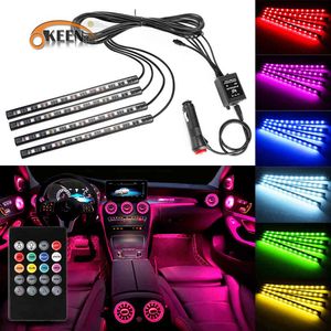 RGB LED Strip Samochód Wnętrze Atmosfera Daskać Podłoga Dekoracyjna Lekka Muzyka Kontrola dźwięku Wiele lampy