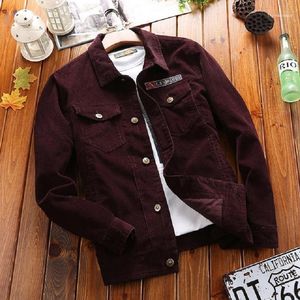 Mäns Jackor Man Jacka Corduroy Coat Style Retro Bomull Lapel Plus Storlek Stor Vintage American Casual Wear Mantle Men Drop 1