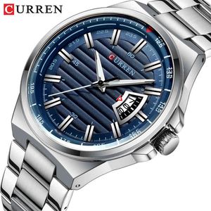Męskie zegarki Curren Luxury Marka Sports Zegarek Kwarcowy Mężczyźni Ze Stali Nierdzewnej Biznesowy Zegarek Auto Data Analogowy Zegar Mężczyzna 210517