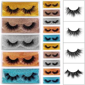 Partihandel Naturliga Fluffy False Ögonfransar Handgjorda Tjocka DIY Lashes Extension 3D Mink Fake Eyelash Crystal Brush Makeup Tool