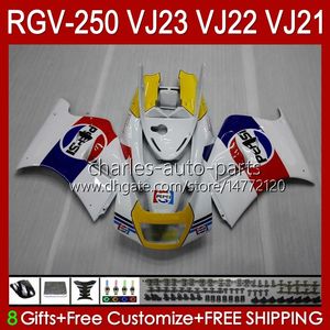 OEM Fairings för SUZUKI RGV250 SAPC VJ23 RVG250 250CC VJ 23 Cowling White Glossy RGV-250CC 97 98 Bodywork 107HC.6 RGV-250 Panel RGVT-250 RGVT RGV 250 CC 1997 1998 Bodys