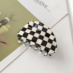 Hair Accessories Acrylic Clip For Women Vintage Clips Crab Hairpinss Fashion Black White Eleghant Grid Claw Clamps