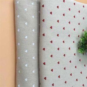 Cotton Linen Fabric Heart-Shape Printed Canvas Material Linen Cotton Patchwork Fabric Telas Sewing Cloth For Home Textile 210702