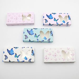 Butterfly Paper Eyelash Förpackning Box Lashes Boxes Marmor Design för 10mm- 25mm 3d Mink Eyelashes Square Case 50 st