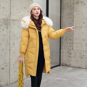 Korean Version Of 2021 Female Long White Duck Down Hooded Oversized Fur Collar Solid Color Loose Thick Coat Women Coats Men's Trench