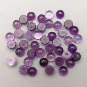 Natural Stone 6mm 8mm 10mm 12mm Round Amethyst Loose Beads Cabochons Flat Back for Necklace Ring Earrrings Jewelry Accessory