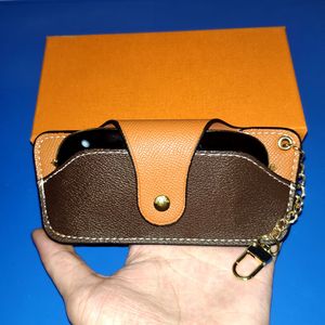 2021 Luxurys Projektantów Wrap Pokładzie Okulary Okulary Case Moda Marka Brelok Key Kluskiej Portfel z pudełkiem i torbą na kurz