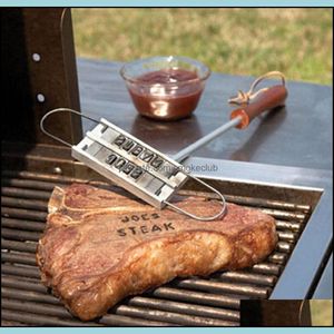 BBQ Verktyg Aessories Outdoor Cooking Eating Patio, Gräsklippning Hem Grill Branding Iron With Changeable 55 Brev Brand Branded Imprint