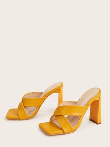 GAI Nine 2021 Womens Sandals High Heel 10 Cm White Yellow Black Chunky Heels Fashion Outdoor Dress Wedding Office Party