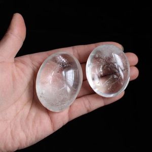 Obiekty dekoracyjne Figurki Mokagy Polished Natural Clear White Quartz Crystal Palm Stone for Reiki Healing 1PC