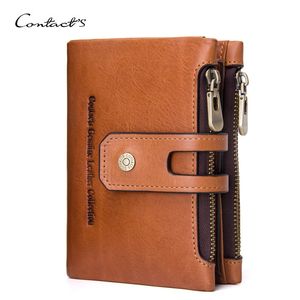 HBP contacts family European and American fashion Short wallets double zipper buckle purse men retro Crazy Horse Leather Men's bag casual zero wallet