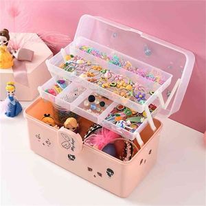 Cute Hair Accessories Jewelry Storage Box Children Girls Rubber Band Bedroom Desktop Organizing Dressing Shelves 210922