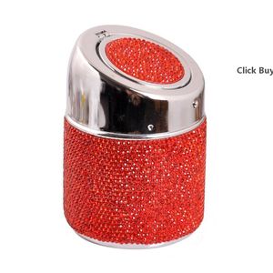 Luxury Crystal Rhinestones Car Ashtray Cup Holder Metal Bling Bling Auto Ashtrays For Women Portable Car Interior Accessories \