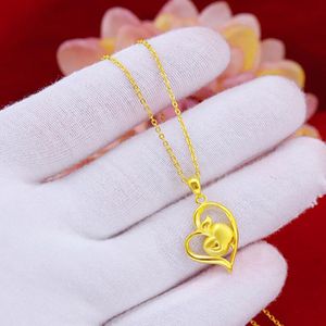 Hängsmycke Halsband Koreansk Japansk stil Halsband för kvinnor Partihandel Gul Guldfärg Kärlek Chace Choker Girl Födelsedaggåvor
