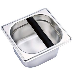 Edelstahl Espresso Kaffee Knock Box Container Gummi Bar für Maschine Barista Werkzeuge Zubehör 210423