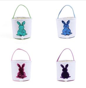 Easter Bunny Gift Bag Fashion Easter Basket Sequins Rabbit Candy Tote Bag Easter Storage Basket For Children