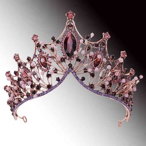 Underbar lila kristall kunglig drottning tiaras och kronor pagant prom prinsessan brud bröllop hår smycken huvud tillbehör