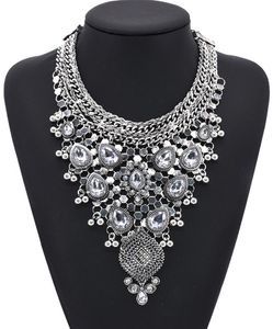 Antique Crystal Gem Luxury Bridal Rhinestone Vintage Maxi Statement Necklace Collar Women Bijoux Accessory Chokers