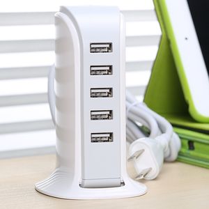 Smart Android Phone Powers Towers 6a 5 Port USB Laddare Multi USB Travel Power för Samsung S7 S8 Tablet PC
