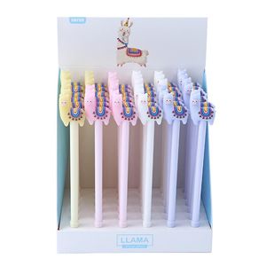 Penne gel 36 Pz / lotto Cartoon Alpaca Pen Cute 0.5 Mm Inchiostro nero Firma Regalo promozionale Materiale scolastico di cancelleria