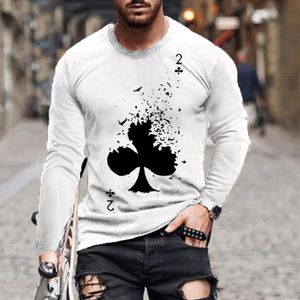 Homens Europeu e Americano 3D Digital Masculino Four Seasons solto em torno do pescoço Avatar cartão de jogo Impressão de mangas compridas T-shirt Top