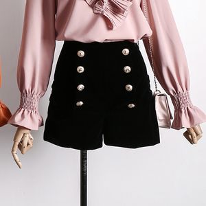 Vårhöst Koreansk stil Kvinnor Dubbelbröst Design Casual Shorts A018 210428